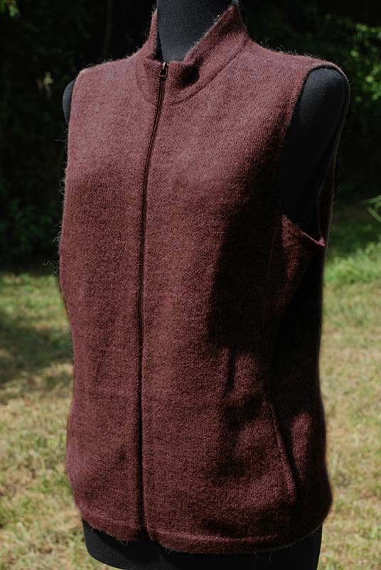 Women's alpaca vest heathered dark brown