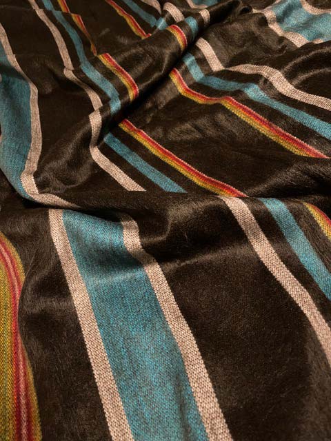 Angel's Favorite Super Saturated Charcoal, Teals, Ruby and Rose alpaca throw