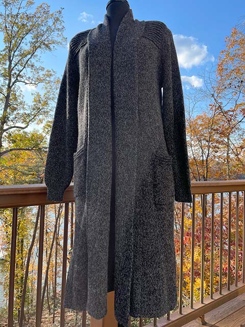 Women's Alpaca Long Sweater Duster - Charcoal
