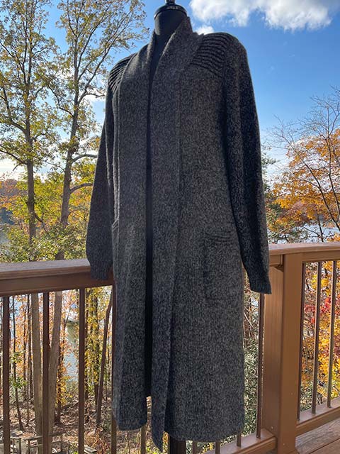 Women's Alpaca Long Sweater Duster - Charcoal